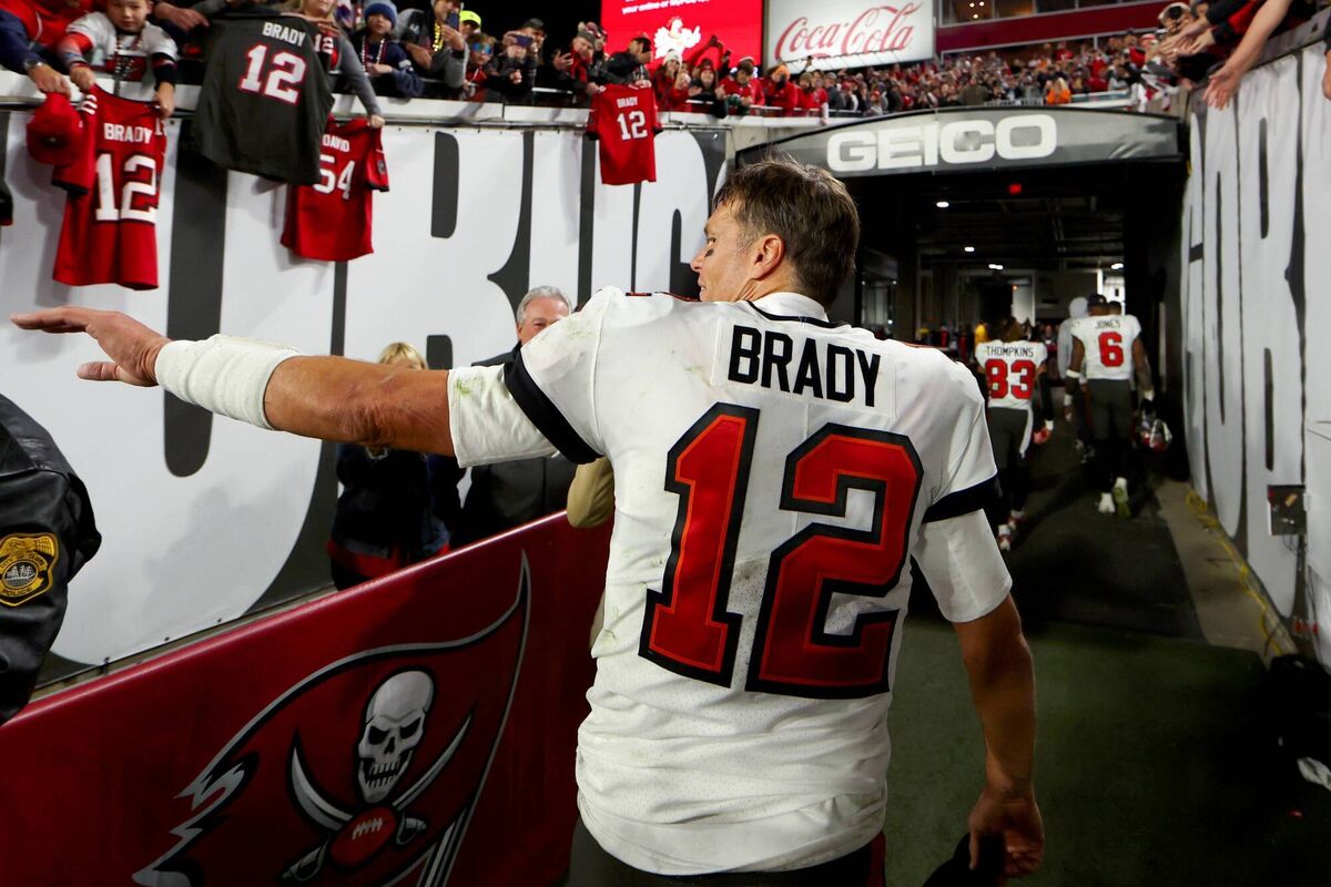 Tom Brady #12 of the Tampa Bay Buccaneers walks off the field after losing to the Dallas Cowboys 31-14 in the NFC Wild Card playoff game. Pic: Mike Ehrmann/Getty Images