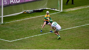 <p>STAR MAN: Eoin Cody of Ballyhale Shamrocks scores his side's goal past Dunloy Cúchullain's goalkeeper Ryan Elliott during the AIB GAA Hurling All-Ireland Senior Club Championship Final at Croke Park in Dublin. Pic: Daire Brennan/Sportsfile</p>