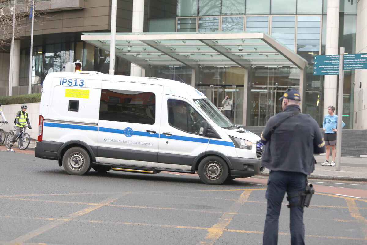 Security at the Special Criminal Court where the trial of Gerry Hutch for the murder of David Byrne continues. Picture: Collins Courts