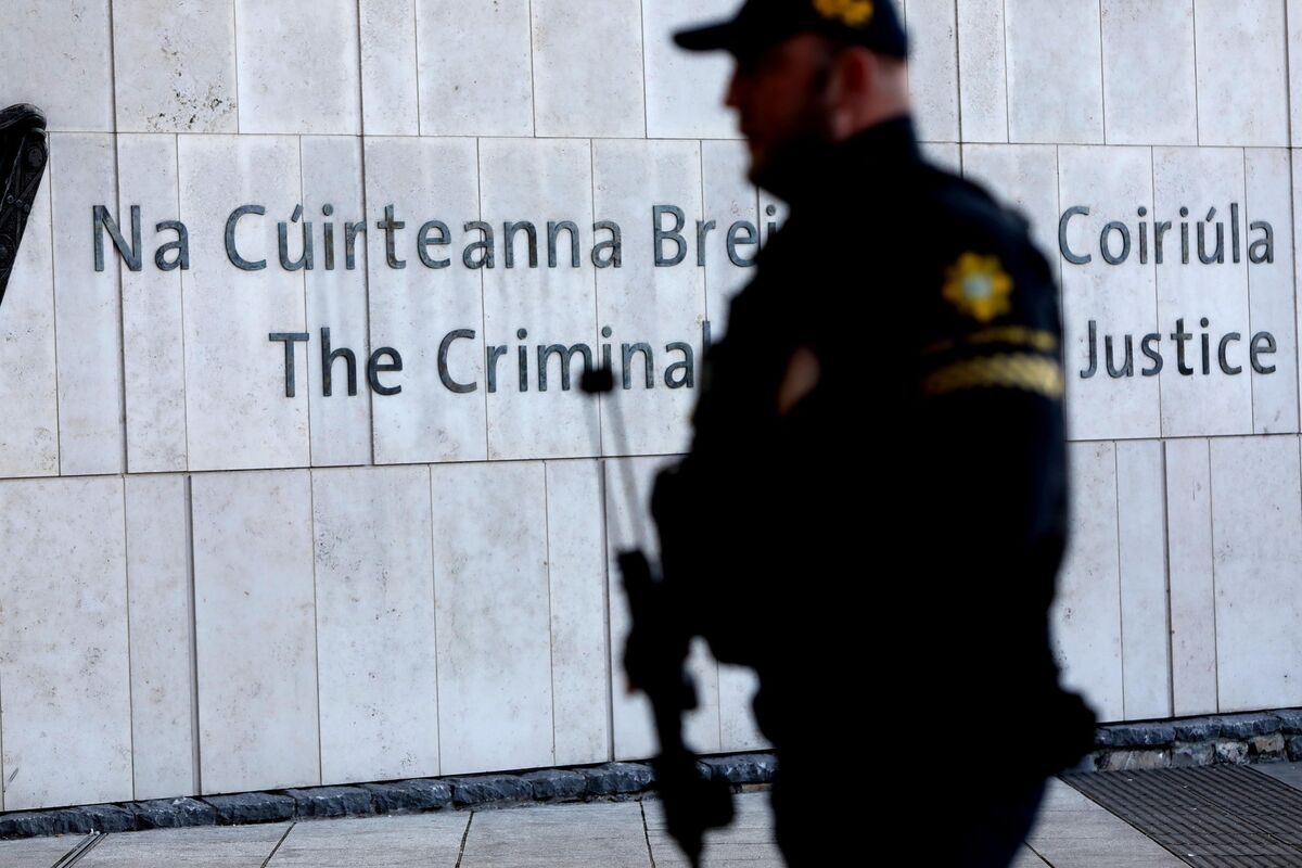 Members of the Garda Armed Support Unit outside the Special Criminal Court where the trial of Gerry Hutch is continuing. File picture: Collins Courts