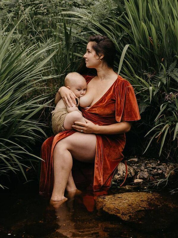 Kitty Hackel with her son. 