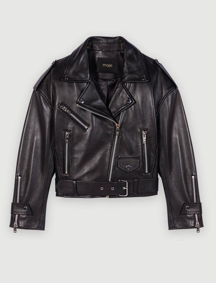 Leather biker-style jacket, Maje, €555