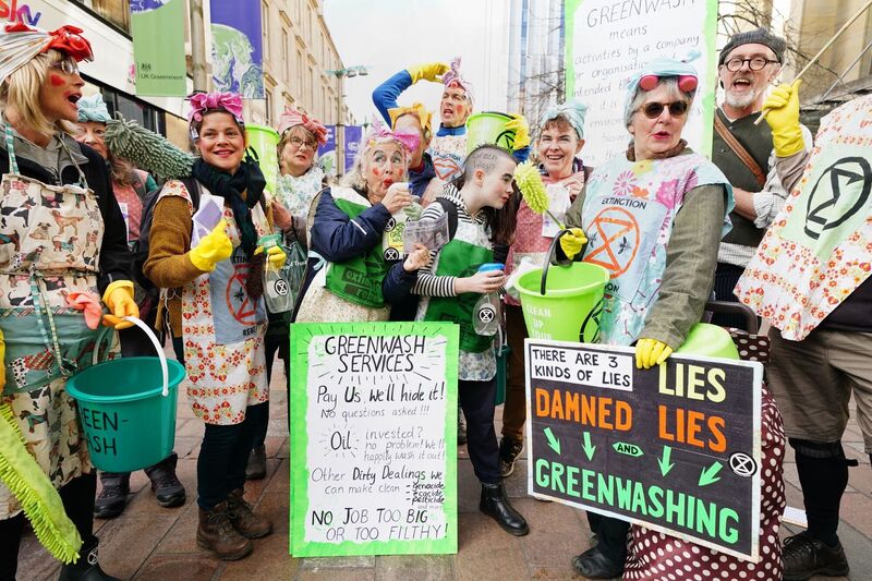 Members of Extinction Rebellion take part in a Green Rebellion greenwashing protest during the Cop26 summit in Glasgow in November 2021. Picture: Jane Barlow/PA Wire Members of Extinction Rebellion take part in a Green Rebellion greenwashing protest during the Cop26 summit in Glasgow in November 2021. Picture: Jane Barlow/PA Wire