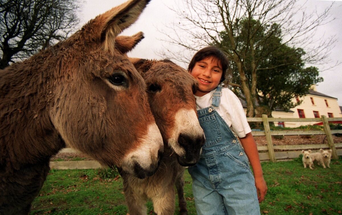 Animal farm.. Ana  with her pet friends at Barnabrow House,  Shanagarry  in the 1990s. Picture by Valerie O'Sullivan