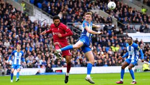 <p>Liverpool's Joe Gomez (left) and Brighton and Hove Albion's Evan Ferguson battle for the ball during the Emirates FA Cup fourth round match at the AMEX Stadium, Brighton. Picture: John Walton/PA Wire. </p>