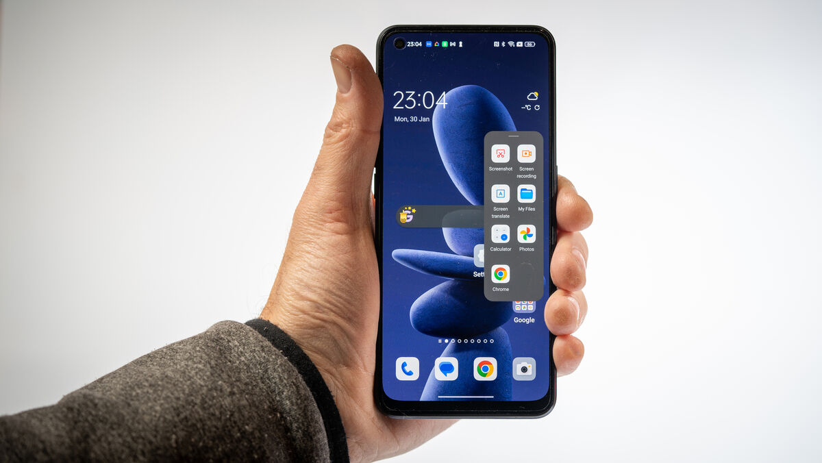 The Oppo Reno8 is sleek with a streamlined unibody design. Picture: Noel Campion.