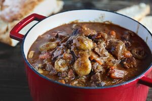 Venison and Jerusalem artichoke stew with gremolata