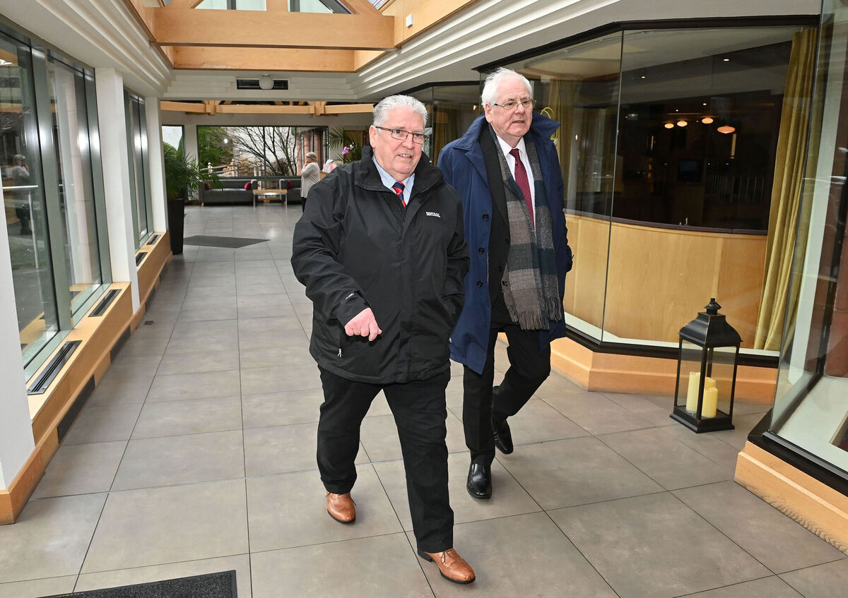 Omagh bomb campaigners Michael Gallagher (right) and Stanley McCombe, arrive for a press conference at the Silver Birch Hotel, in Omagh, Co Tyrone, after Northern Ireland Secretary Chris Heaton-Harris said he intends to establish an independent statutory inquiry into the 1998 Omagh bombing. Picture: Oliver McVeigh/PA Wire Omagh bomb campaigners Michael Gallagher (right) and Stanley McCombe, arrive for a press conference at the Silver Birch Hotel, in Omagh, Co Tyrone, after Northern Ireland Secretary Chris Heaton-Harris said he intends to establish an independent statutory inquiry into the 1998 Omagh bombing. Picture: Oliver McVeigh/PA Wire