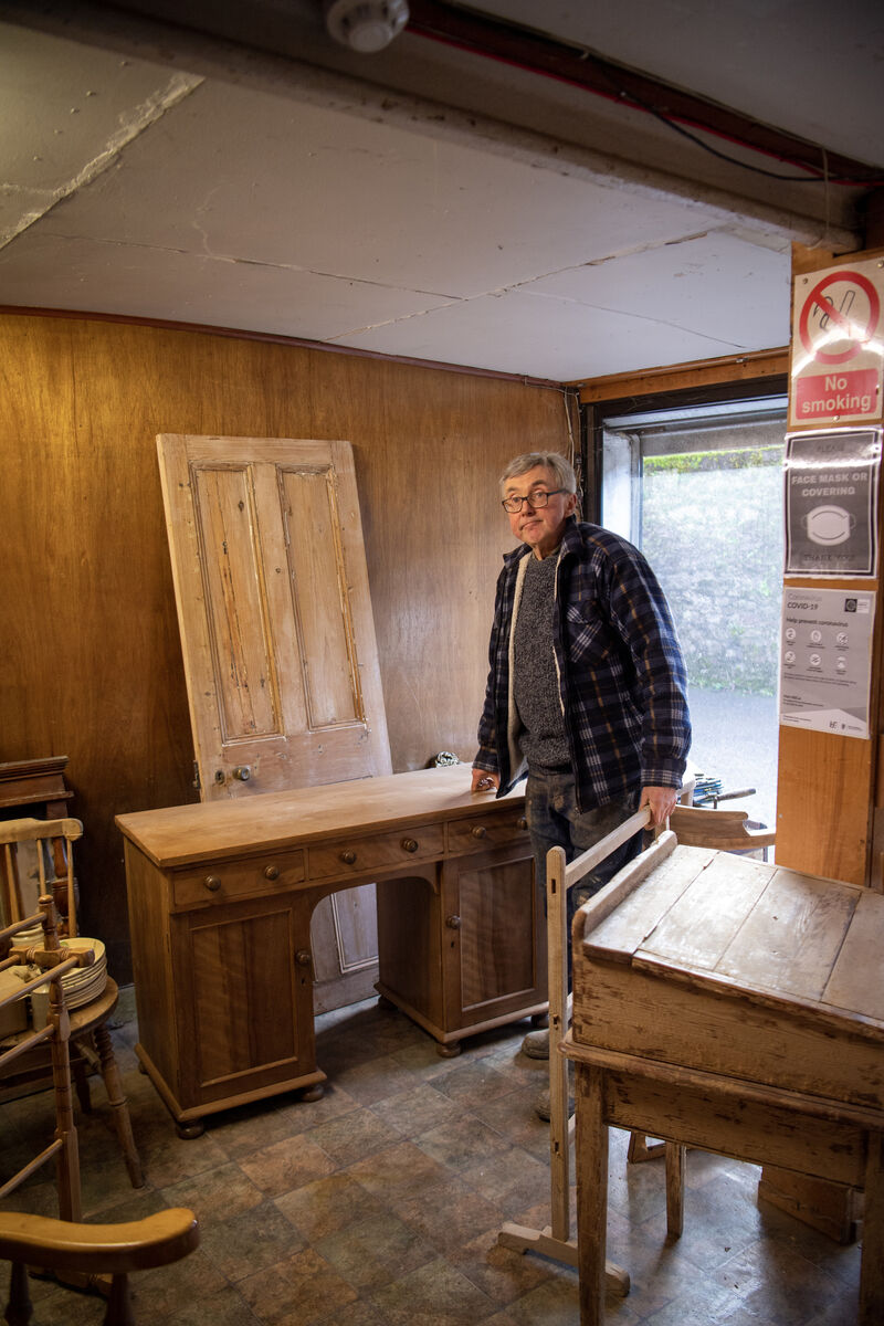 Bruce with an 1870s Victorian desk.