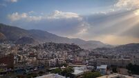 Taiz Yemen - 06 Apr 2022 : Sunset over the Yemeni city of Taiz