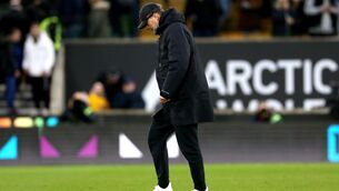 <p>DEFEATED: Liverpool manager Jurgen Klopp appears dejected at the end of the Premier League match at Molineux Stadium, Wolverhampton. Picture date: Saturday February 4, 2023. PA Photo. See PA story SOCCER Wolves. Photo credit should read: Barrington Coombs/PA Wire.</p>