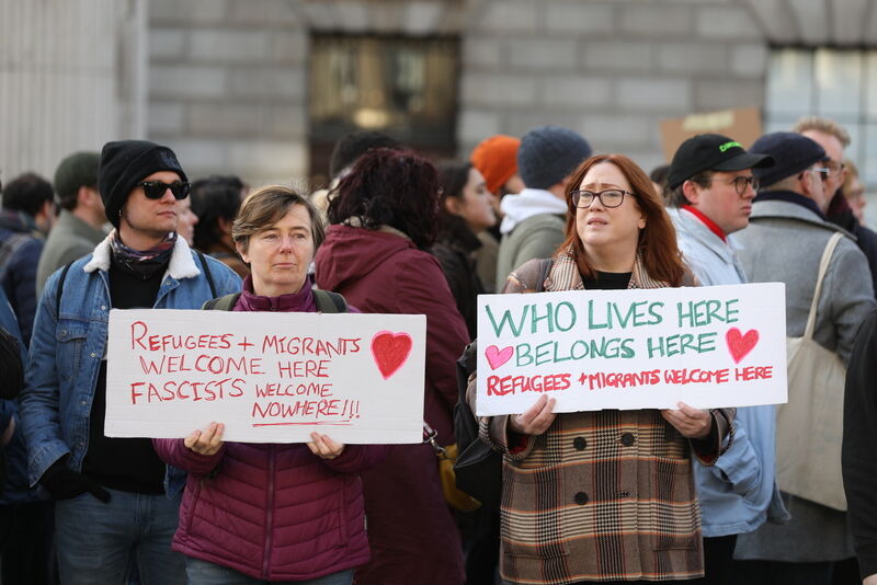 The anti-racism movement protest outside the GPO in Dublin today. “There has been an increase in far-right activity over the past few months and a coalition has been set up, as of January, to counter and to challenge that.” Photo: Sasko Lazarov/RollingNews.ie