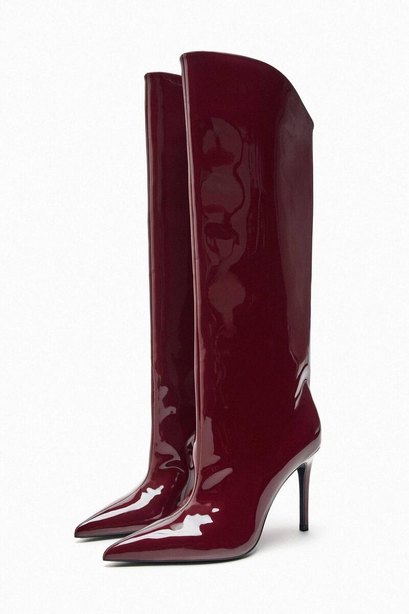 Patent leather boots, Zara, €79.95 Patent leather boots, Zara, €79.95