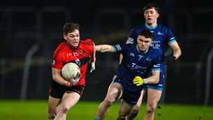 <p>MARKSMAN: Cathail O'Mahony of University College Cork in action against Niall Carolan of Technological University Dublin. Pic: Ben McShane/Sportsfile</p>