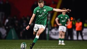 <p>WINNING MOMENT: Sam Prendergast of Ireland kicks a penalty during the U20 Six Nations Rugby Championship match against France at Musgrave Park in Cork. Pic: Eóin Noonan/Sportsfile</p>