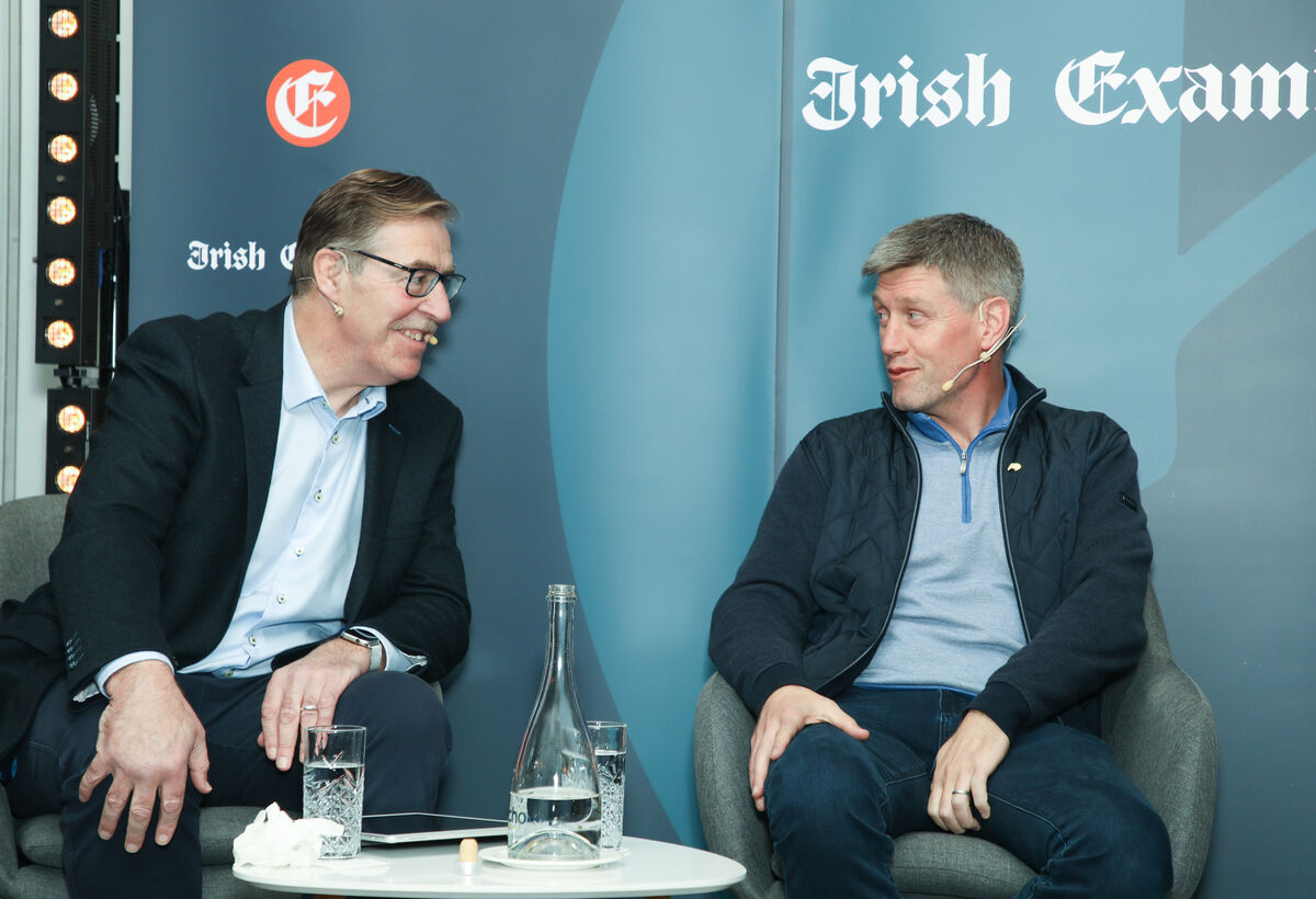 Donal Lenihan and Ronan O' Gara in conversation. Pic: David Creedon