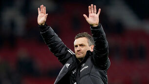 <p>UNITED: Michael Skubala acknowledges Leeds’ fans after his first game as caretaker boss ended in a 2-2 draw at Manchester United (Martin Rickett/PA)</p>
