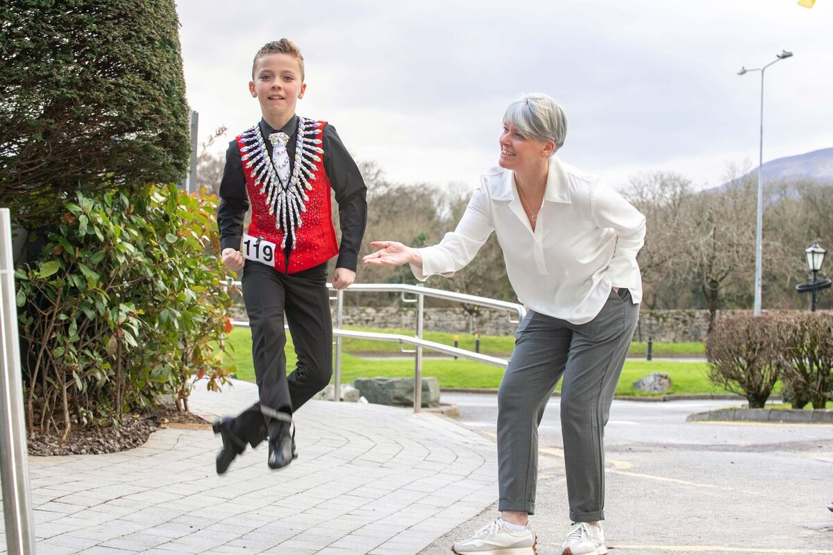 Nine-year-old Brían Hurley and his mum Honor from Listowel, Co Kerry. Picture: Don MacMonagle