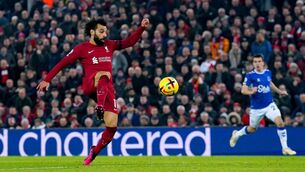 <p>OPENER: Liverpool's Mohamed Salah scores their side's first goal of the game during the Premier League match at Anfield, Liverpool. Pic: Peter Byrne/PA Wire</p>