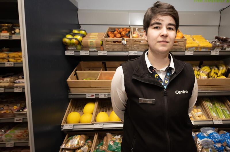 Centra assistant manager Imogen O’Callaghan points out that traffic from Waterford and Rosslare on one side and Cork City on the other is funneled through the village. Picture: Neil Michael
