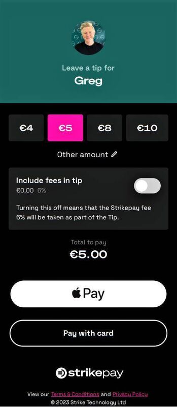 Scan a QR code to tip using your smartphone