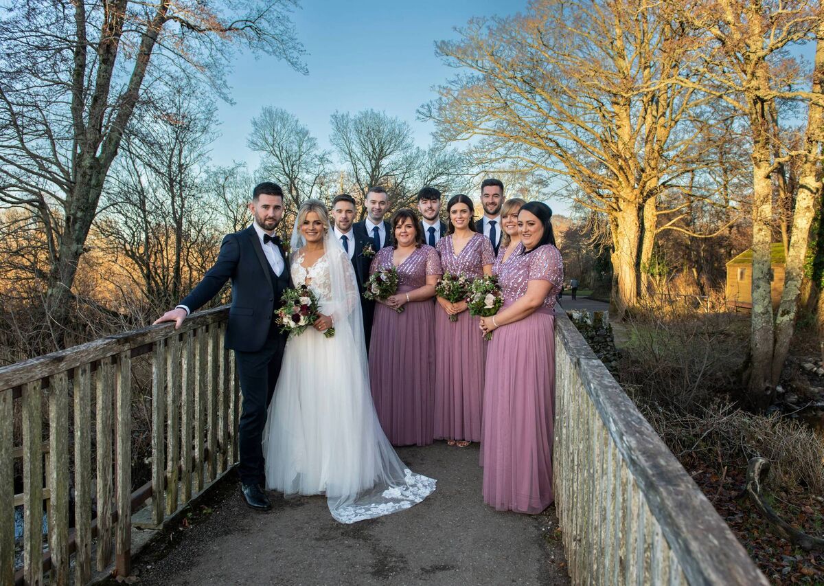 Orlaith St John and Dan Keane with their wedding party