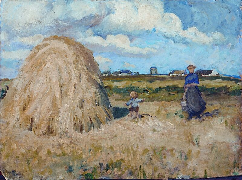 Hayfield Near Rush by Estella Solomons, from  an  exhibition  at The Hunt Museum, Limerick. 