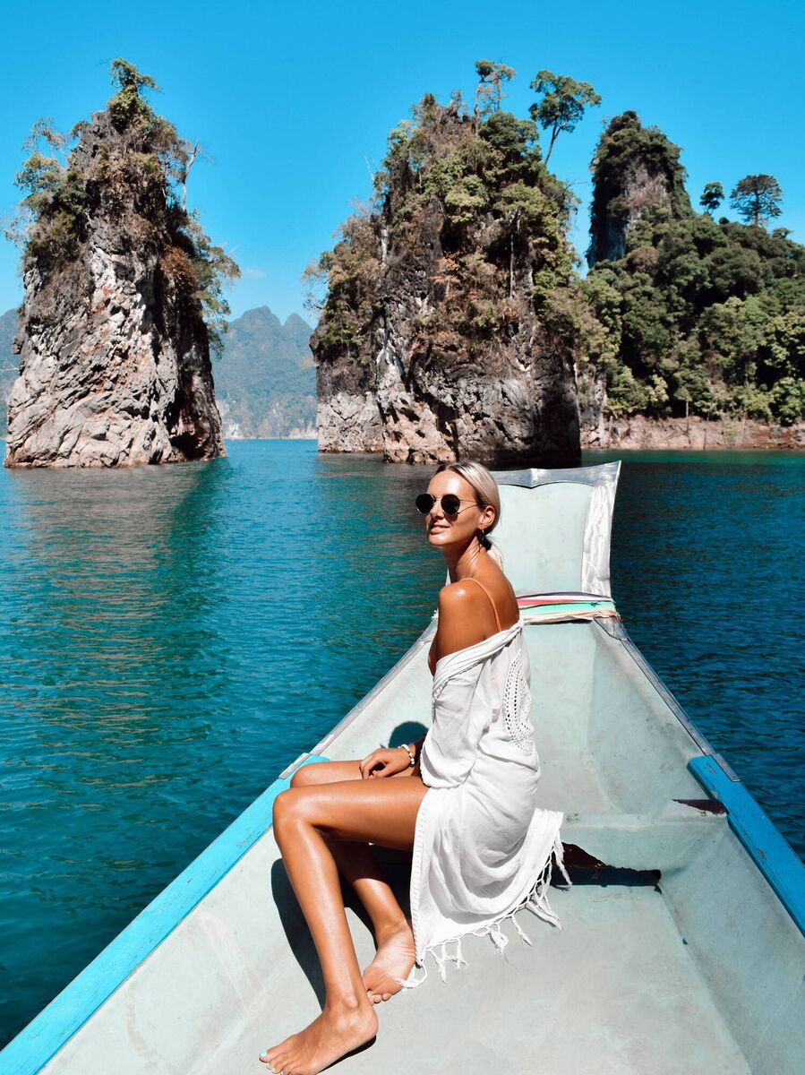 Stephanie Barry Woods on Cheow Lan Lake in Thailand. Picture: Stephanie Barry Woods Stephanie Barry Woods on Cheow Lan Lake in Thailand. Picture: Stephanie Barry Woods