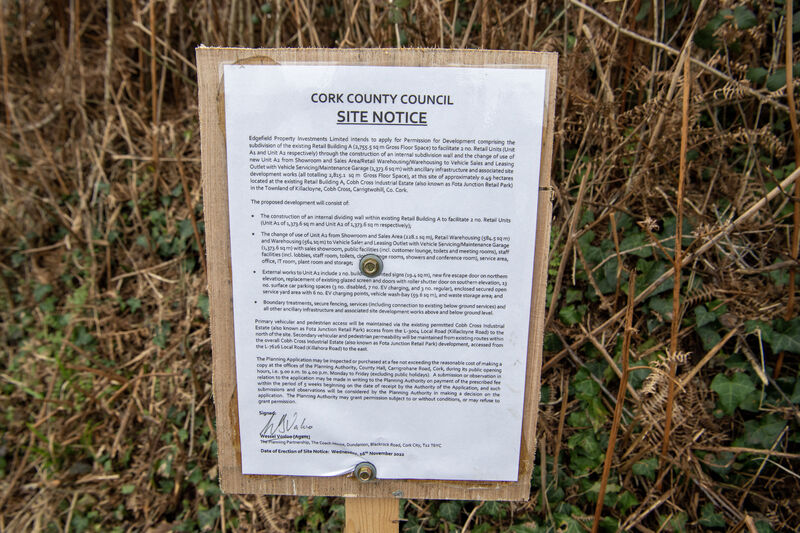 Site planning notice, posted in November. Picture Dan Linehan