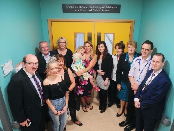 Families and relatives of people with CF, alongside doctors and health experts, at the new unit in CUH.