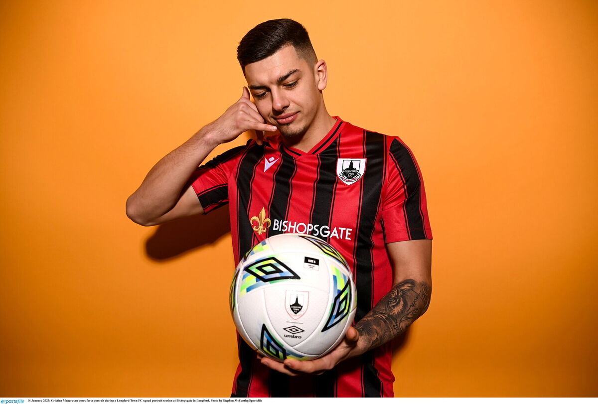 DE TOWN: Cristian Magerusan poses for a portrait during a Longford Town FC squad portrait session at Bishopsgate in Longford. Photo by Stephen McCarthy/Sportsfile