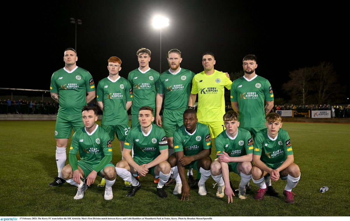 FIRST KERRY ELEVEN: The Kerry FC team before the SSE Airtricity Men's First Division match between Kerry and Cobh Ramblers at Mounthawk Park in Tralee, Kerry. Photo by Brendan Moran/Sportsfile