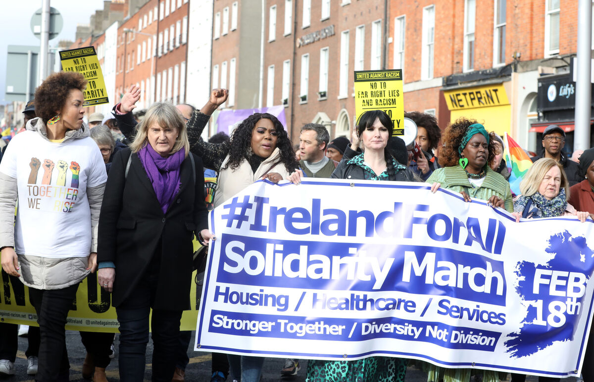 Protesters at the Ireland For All Solidarity March leaving Parnell Square. Picture: Leah Farrell/RollingNews.ie