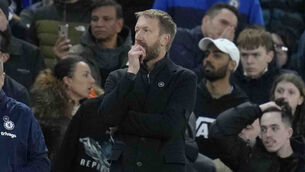 <p>Chelsea's head coach Graham Potter during the game with Southampton on Saturday. Picture: AP Photo/Kirsty Wigglesworth</p>