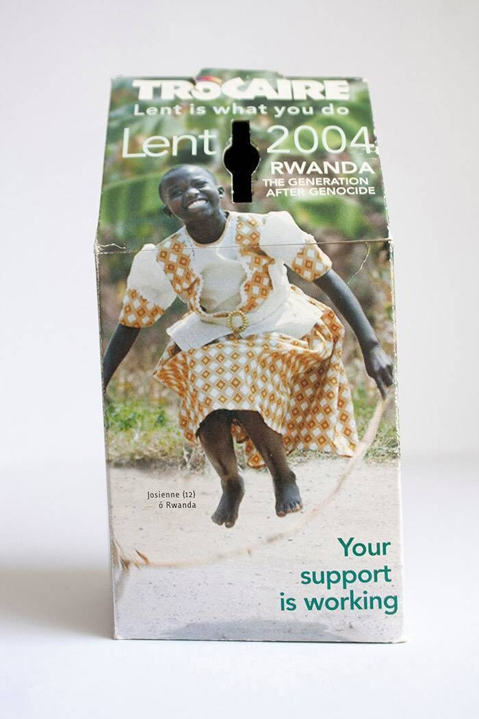 2004 Trócaire box featuring Josiane Umumarashavu from Rwanda. Picture: Trócaire 2004 Trócaire box featuring Josiane Umumarashavu from Rwanda. Picture: Trócaire