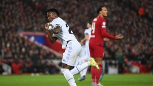 <p>WORLD-CLASS: Vinicius Junior of Real Madrid celebrates after scoring the team's first goal. Pic: Michael Regan/Getty Images</p>