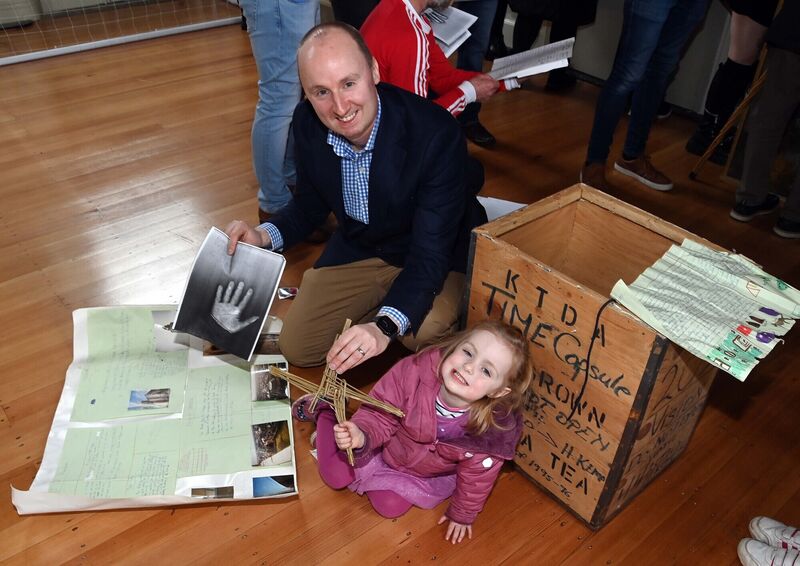 Patrick O'Driscoll with his daughter, Kate, looking through the memorabilia. Patrick O'Driscoll with his daughter, Kate, looking through the memorabilia.