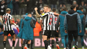 <p>Newcastle’s Kieran Trippier celebrates semi-final, second leg victory over Southampton (Owen Humphreys/PA)</p>