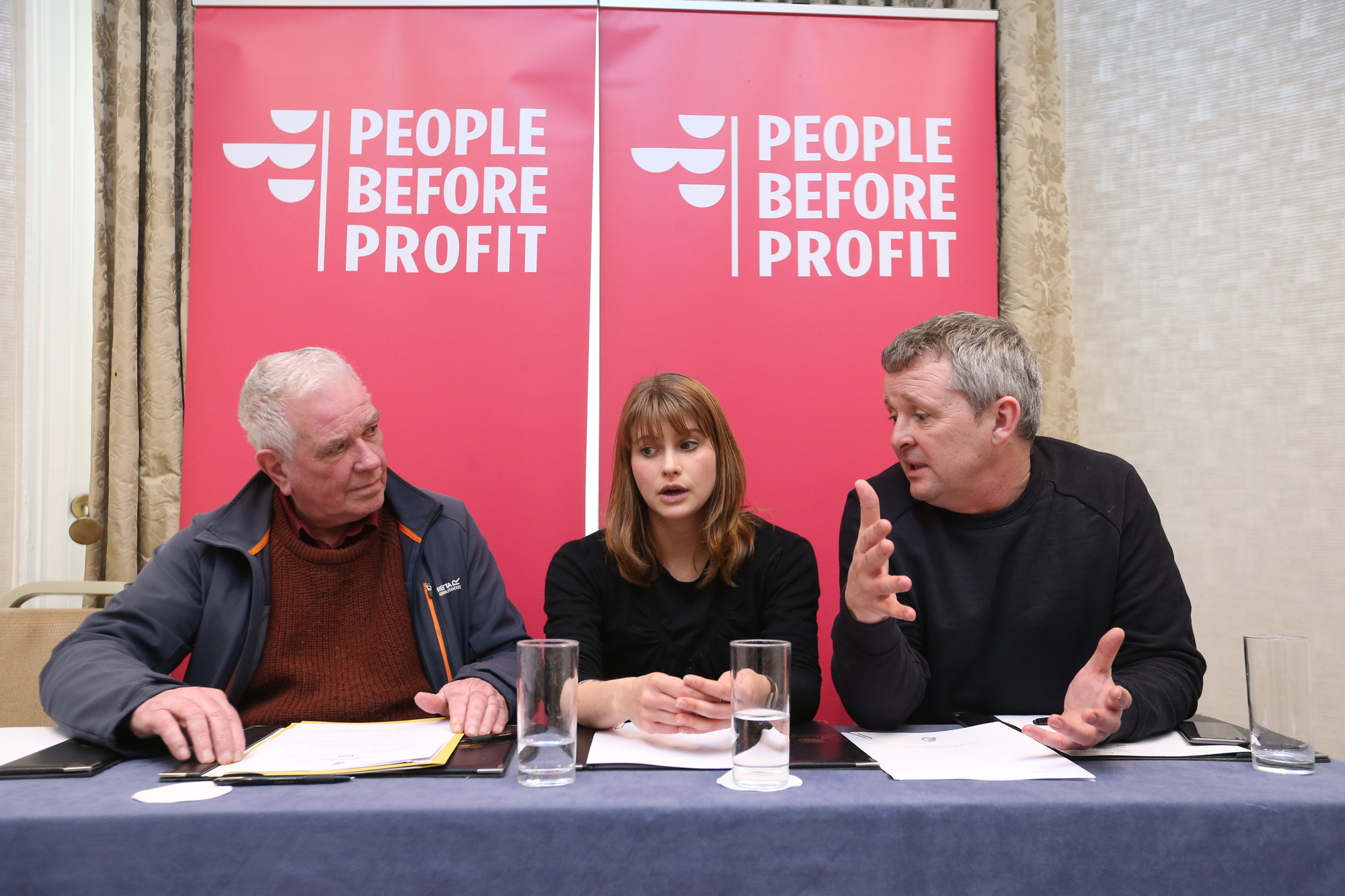  At a People Before Profit press conference to discuss the Evictions Bill, from left, Fr Peter McVerry of Peter McVerry Trust; Madeleine Johansson, Tathony House tenant who is facing eviction and Richard Boyd Barrett TD, People Before Profit. Picture: Sasko Lazarov/ RollingNews.ie