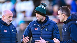 <p>BRAINS TRUST: Kildare selectors Dermot Earley, centre, and Johnny Doyle, right, with Kildare manager Glenn Ryan. Picture: Piaras Ó Mídheach/Sportsfile</p>