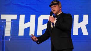 <p>LEARNING ALL THE TIME: Retiree Seán Cronin speaks during the Leinster Rugby Awards Ball. Pic: Harry Murphy/Sportsfile </p>