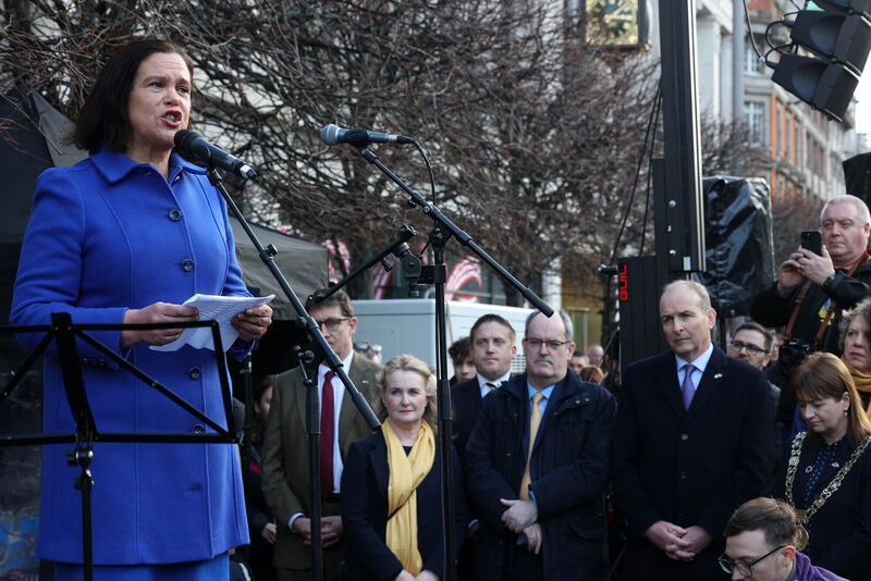 There was cross-party support for the people of Ukraine at today's rally, with speakers including Mary-Lou McDonald, Eamon Ryan, and Micheál Martin. Picture: Sam Boal/RollingNews