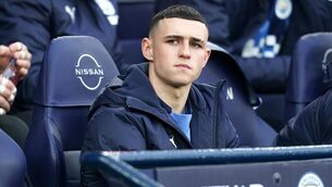 <p>BENCHED: Phil Foden has spent a lot of time on the bench in recent weeks. Pic: Martin Rickett/PA</p>