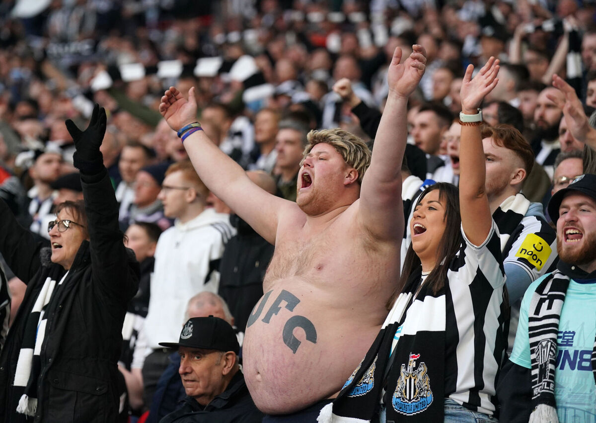 TOON ARMY: A Newcastle United fan shows their support during the Carabao Cup Final match at Wembley Stadium, London. Picture date: Sunday February 26, 2023. PA Photo. See PA story SOCCER Final. Photo credit should read: Owen Humphreys/PA Wire.