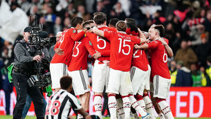 <p>FINE MARGINS: Manchester United players celebrate victory following the Carabao Cup Final match at Wembley Stadium, London. Picture date: Sunday February 26, 2023. PA Photo. See PA story SOCCER Final. Photo credit should read: David Davies/PA Wire.</p>