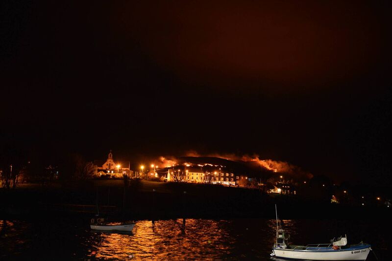 The gorse fire on Mount Gabriel over the village of Schull in West Cork. Picture: Cllr Caroline Cronin
