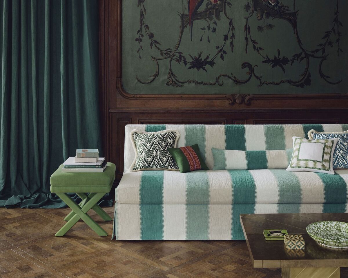  Manuel Canova's collection includes bold statement stripes for a contemporary look, with echoes of the 1980s Terence Conran striped sofas brought right up to date.