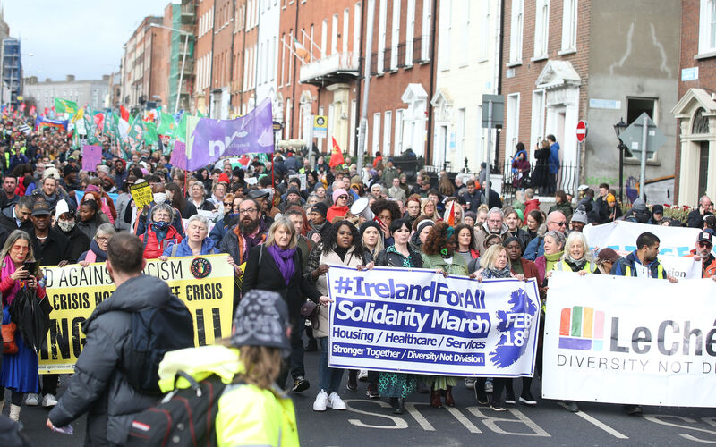 The #IrelandForAll campaign group, a coalition of national and local organisations that support diversity and oppose racism, held a national solidarity march and rally in Dublin last week. Picture: Stephen Collins/Collins Photos