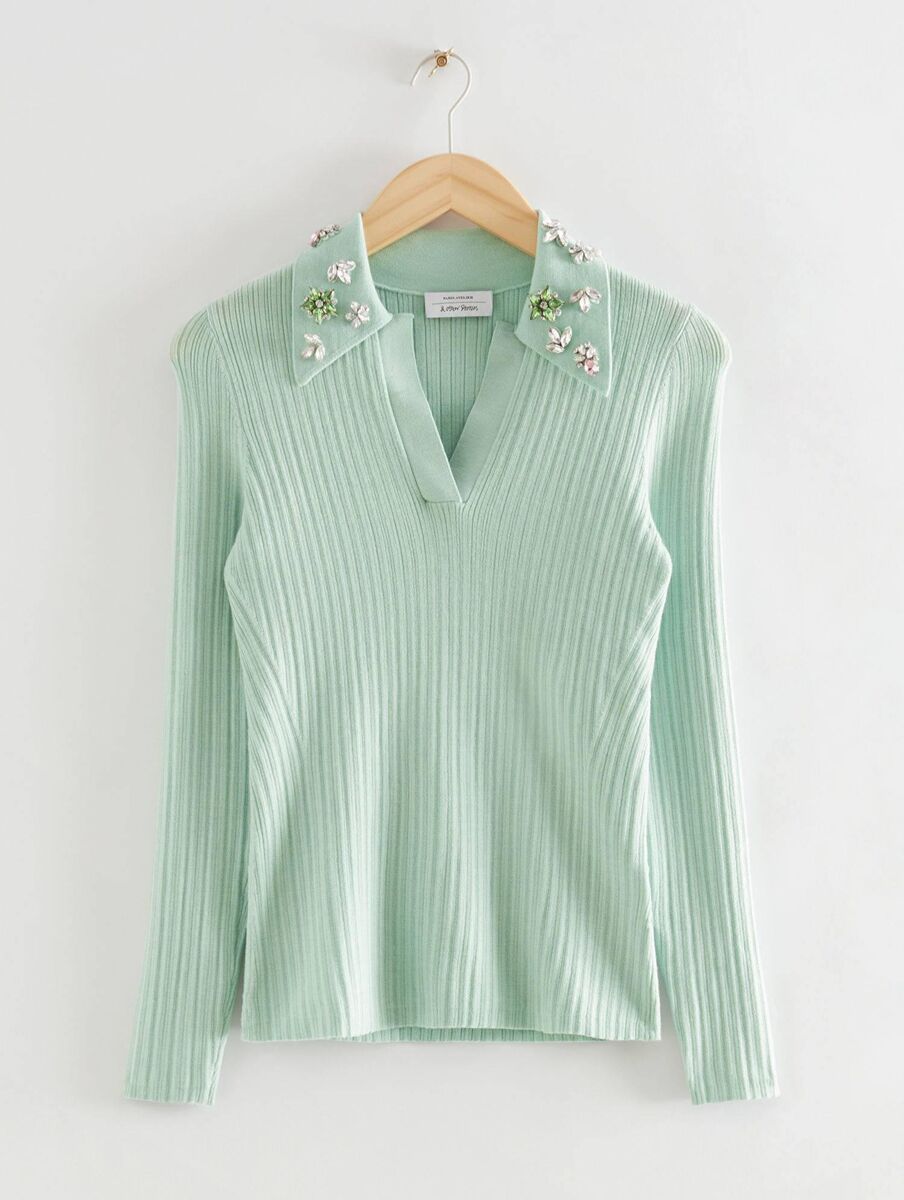 Fitted Embellished Polo Top, & Other Stories, €99 Fitted Embellished Polo Top, & Other Stories, €99