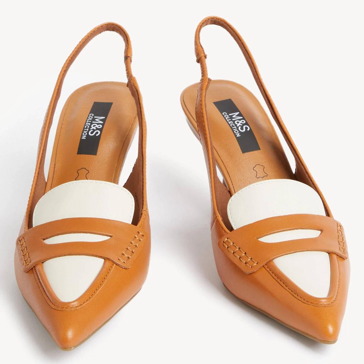 Leather Kitten Heel Pointed Slingback Shoes, M&S Collection, €65 Leather Kitten Heel Pointed Slingback Shoes, M&S Collection, €65